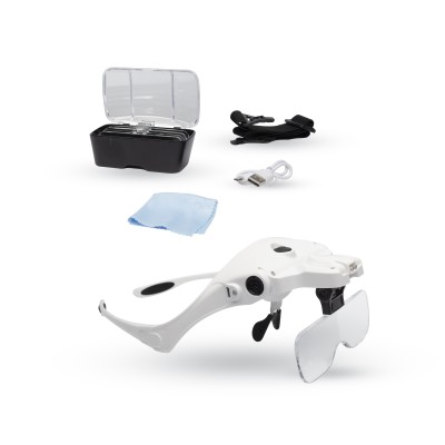 MAGNIFIER SPECTACLES AND HEADBAND WITH 5 LENCES AND LED SPOTLIGHT ( USB )